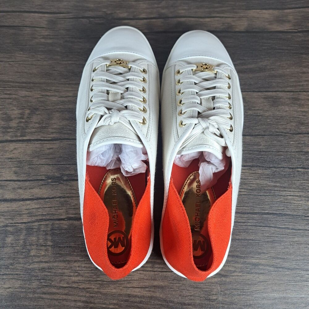 Michael Kors Kristy Slide Mule Sneaker Women's Sz 8.5 M Mandarin Orange White - Picture 6 of 9